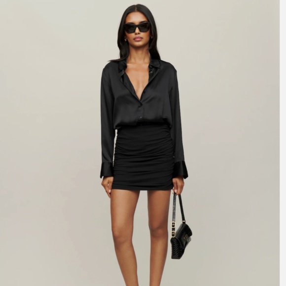 Reformation Melonie Knit Skirt Size Large NWT Black - Picture 1 of 5